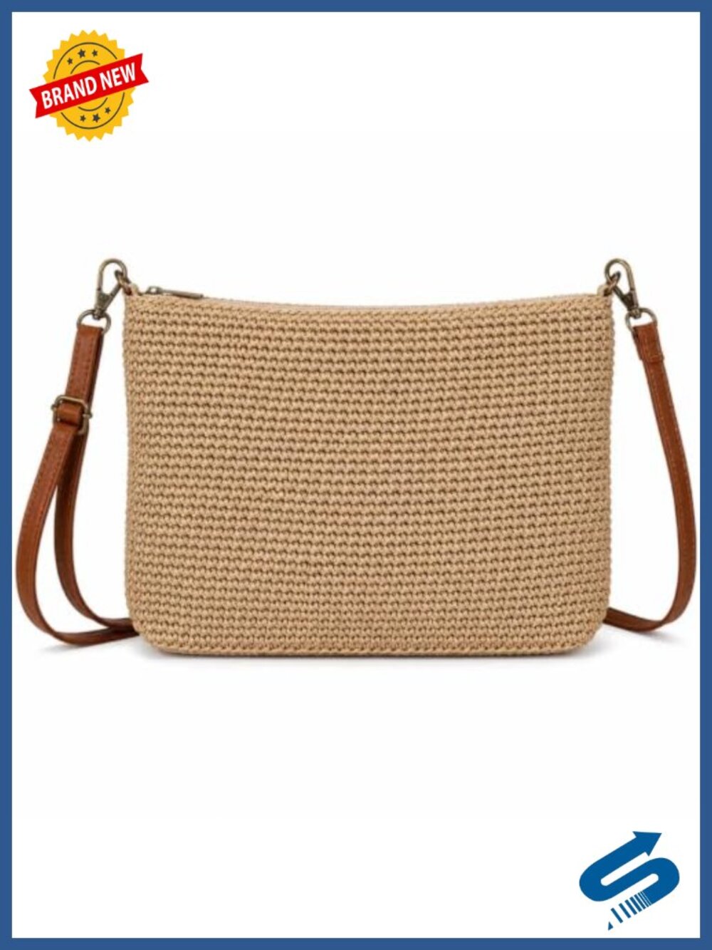 Woven Crossbody Bag for Women Crochet Purse Lightweight with Adjustable Strap